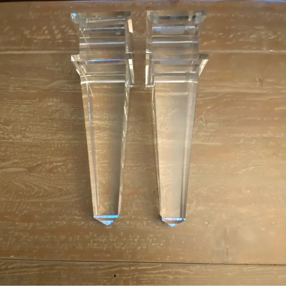 RESTORATION HARDWARE Crystal Clear Glass Obelisk A Pair